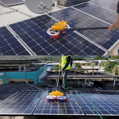 Solar Panel Cleaning Brush, 24 FT Telescopic Water Fed Pole Brush, Window Cleaning Brush and Pole, Window Cleaning Kit, Automatic Solar Panel Brush, with Lithium Battery - color: 24ft-battery