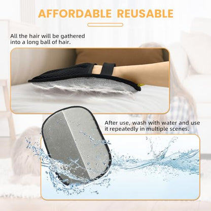 Pet Hair Removal Glove for Cats & Dogs,Durable Electrostatic Five-Finger Pet Hair Remover Tools,Reusable Pet Hair Gloves with Magic Brush for Cat Dog Grooming Clothes Couch Carpet Car Seat Furniture