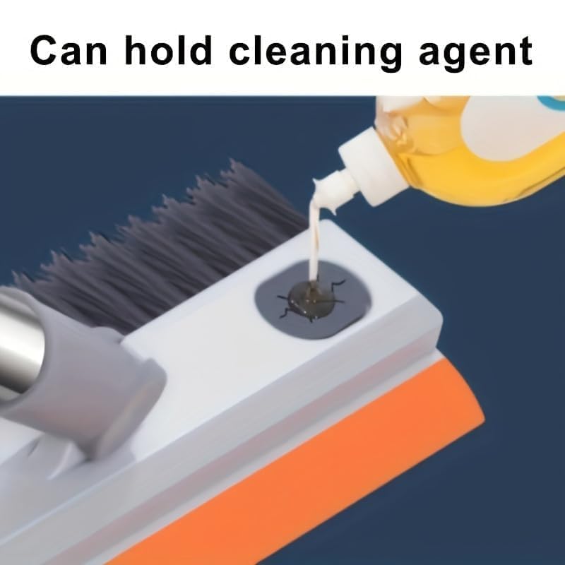3-in-1 Bathroom Cleaning Brush with Wiper - Long Handle 180° Rotate Toilet Brush, Tiles Cleaning, Floor Scrub for Kitchen and Bathroom Accessories (Orange 3 in 1)