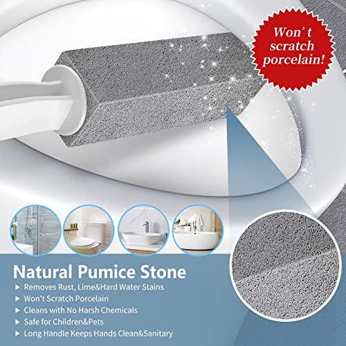 Laiyeoy Toilet Bowl Cleaner Pumice Stone -Hard Water Stain Remover with Ergonomic Handle, Powerfully Removes Toilet Bowl Rings，Rust &Lime，Ideal for Toilet Brush/BBQ Grills/Sink/Pool/Bathroom【2Pack】 - color: Long Handle