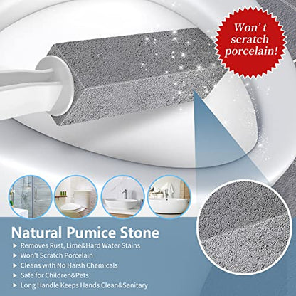 Laiyeoy Toilet Bowl Cleaner Pumice Stone -Hard Water Stain Remover with Ergonomic Handle, Powerfully Removes Toilet Bowl Rings，Rust &Lime，Ideal for Toilet Brush/BBQ Grills/Sink/Pool/Bathroom【2Pack】 - color: Long Handle