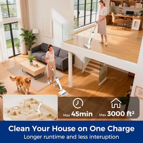 Wet Dry Vacuum Mop, 180°Lay-Flat Cordless Vacuum Mop All in One, Floor Cleaner Machine, 45 Minutes Long Runtime Electric Mop, 158℉ Self-Cleaning, Edge Cleaning, Self-Propelled Vacuum Mop Combo - size: HCLA3Pro