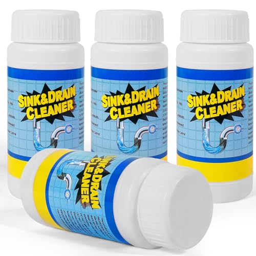 Sink and Drain Cleaner Powder Kit: Fast-Acting Clogged Pipe Opener for Kitchen Bathroom Pipes and Floor Drains - Drain Clog Remover for Routine Home Plumbing Maintenance (4 pack) - size: 4 pack