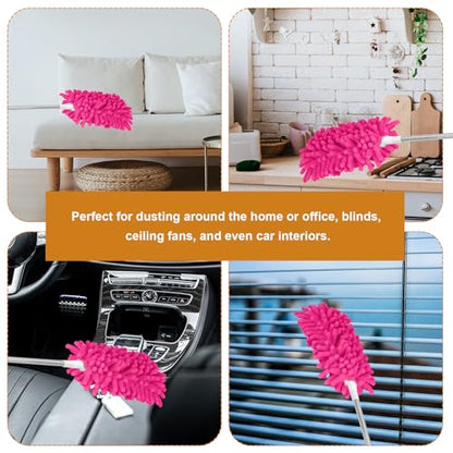 2pcs Duster Refills, Microfiber Dusters Heavy Duty Refills 360 Ceiling Fan Duster Replacements Reusable Hand Dusters for Cleaning (Rose Red) - color: Rose Red