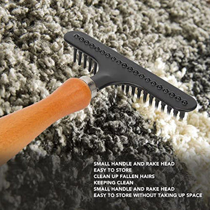 Handheld Carpet Rake,Cleaning Grooming Stainless Steel Hair Groomer Rug Rake for Beauty Salon