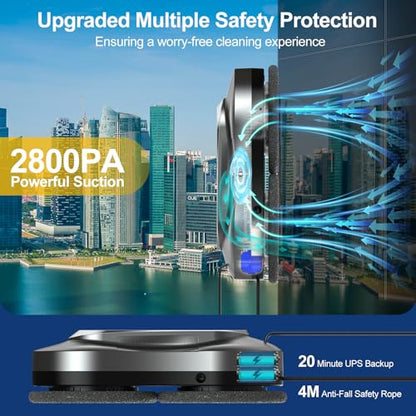 Intelligent Window Cleaning Robot - Electric Window Cleaner with Dual Water Spray, Remote & App Control, Suitable for Interior & Exterior Windows, Includes 12 Cloths, Sliver Grey - color: Sliver Grey