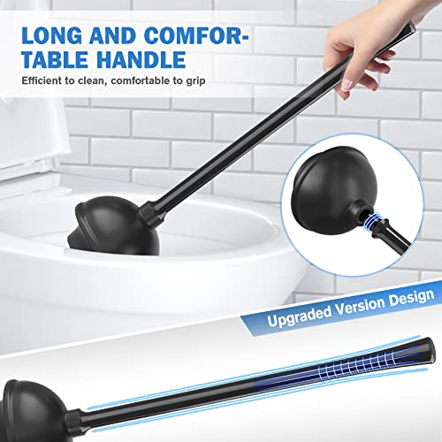 Toilet Plunger and Brush, Bowl Brush and Heavy Duty Toilet Plunger Set with Ventilated Holder, 2-in-1 Bathroom Cleaning Combo with Modern Caddy Stand for 5.7-inch Toilet Drain(Black, 2 Set) - color: Black