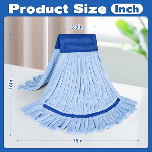 Large Microfiber Tube Mop Heads,Tube Wet Mop Refill (6 inch),Blue Heavy Duty Industrial Wet Mop Head Refill, Highly Absorbent,Commercial Mop Head Replacement,Machine Washable,Hardwood Floors(2)