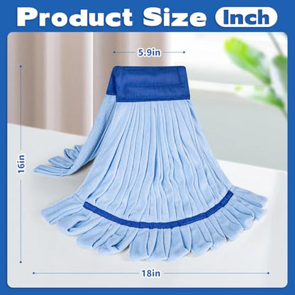 Large Microfiber Tube Mop Heads,Tube Wet Mop Refill (6 inch),Blue Heavy Duty Industrial Wet Mop Head Refill, Highly Absorbent,Commercial Mop Head Replacement,Machine Washable,Hardwood Floors(2)