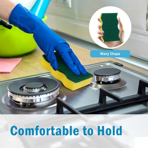 AIDEA Sponges Kitchen, 50 Pack Heavy Duty Dish Sponge, Cleaning Dish Scrubber Sponge for Home and Kitchen, Stink-Free Cleaning Supplies for Pots, Pans - style: Wave Shape