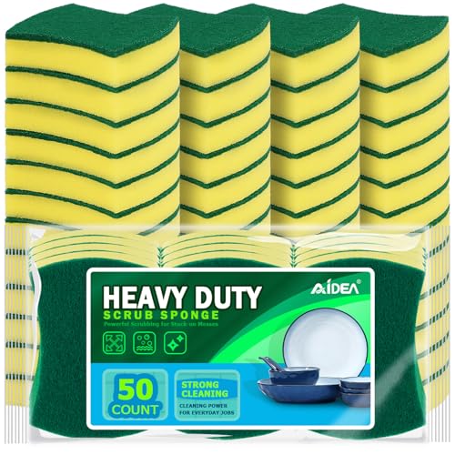 AIDEA Sponges Kitchen, 50 Pack Heavy Duty Dish Sponge, Cleaning Dish Scrubber Sponge for Home and Kitchen, Stink-Free Cleaning Supplies for Pots, Pans - style: Butterfly Shape