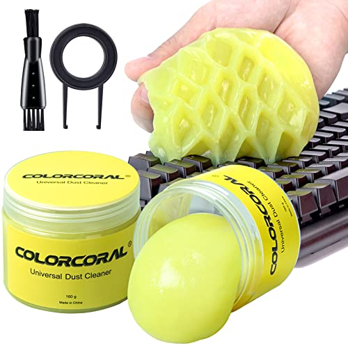 ColorCoral 2Pack Keyboard Cleaning Gel Set Universal Dust Cleaner for PC Keyboard Cleaning Car Detailing Slime Laptop Dusting Home and Office Electronics Cleaning Kit Computer Cleaning Slime - color: Yellow 2 Pack