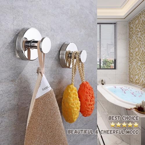 Kairsya Towel Hooks for Bathroom No Drill, Suction Cup Hooks for Shower Waterproof, Adhesive Wall Hooks for Glass Tile Marble Stainless Steel, 2 Pack Silver - color: Silver White