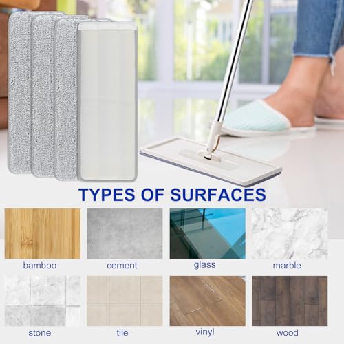 Microfiber Mop Cleaning Pads Flat: 10 Packs 13" X 4.9" Washable Pads for Floor Cleaning Compatible with Tethys & Most 13 Inch Flat Mop - Pads Replacement for Bucket Set - color: 10 Packs - 10 Soft