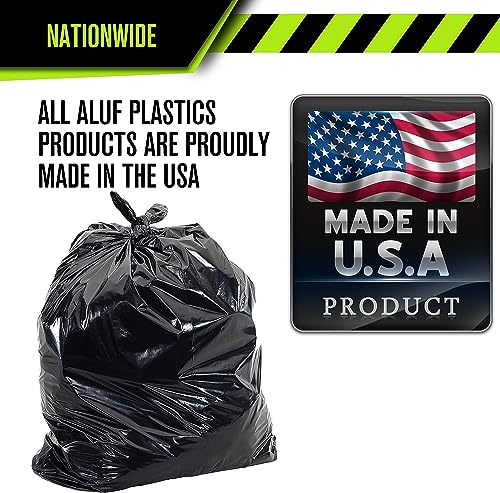 Aluf Plastics RCT-56 Star Sealed Coreless Rolls with E-Z Tie Flap Closure, 56 gal, Polyethylene, 43" x 46", Black (Pack of 100) - style: 56 Gal, 1.25 Mil Equiv, 100 Count