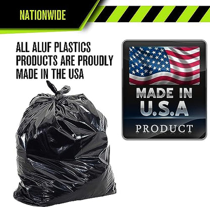 Aluf Plastics RCT-56 Star Sealed Coreless Rolls with E-Z Tie Flap Closure, 56 gal, Polyethylene, 43" x 46", Black (Pack of 100) - style: 56 Gal, 1.25 Mil Equiv, 100 Count