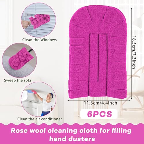 Zubebe 6 Pcs Duster Refill Reusable Fleece Duster Refills Feather Flat Dusters Multi Surface Washable Cleaning Pads Tools for Home, Blinds, Car, Pet, Furniture, Fans (Peach Red) - color: Peach Red