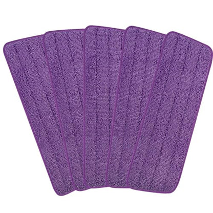 16.5 inch Reusable Mop Pads Microfiber Spray Mop Replacement Heads for Wet/Dry Mops Compatible with Bona Floor Care System (5 Pack) - color: Purple