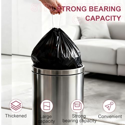 30 Gallon Large Drawstring Trash Bags, 30 Count Heavy Duty Garbage Bags, Thick & Strong, Leak Proof, Tear Resistant, for Kitchen, Outdoor, Commercial, Home, Office, Fits Big Trash Bins - color: Black-30 Count