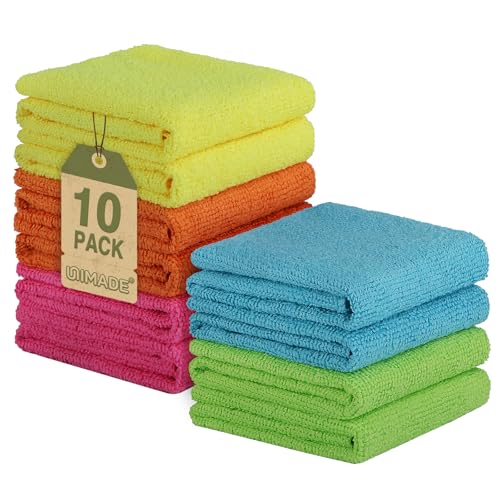 UNIMADE Microfiber Cleaning Cloth, 10 Pack Reusable Microfiber Towels for Cars Lint Free Cleaning Shop Towel Rags for Home Kitchen Automotive Bar Mechanic Restaurant Garage, 11.5"x 11.5", Multicolor - color: Multicolor, size: 10PK