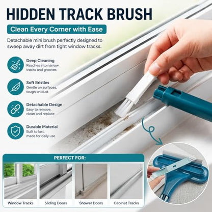 Window Screen Cleaning Brush, Upgraded 2 in 1 Mesh Screen Cleaner with Squeegee, Multi-Purpose Cleaning Brush for Home Window Glass Porch Screens