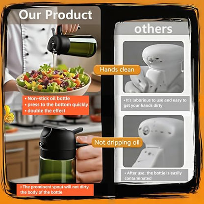16oz/470ml Glass Olive Oil Sprayer for Cooking, 2 in 1 Oil Dispenser for Kitchen Spray and Pour, Premium Light-Blocking Oil Bottle, Food-Grade Spray Bottle, for Salad, Air Fryer, BBQ (Green) - color: Green Glass/Black Cap