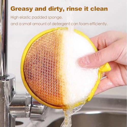Double-Sided Non-Scratch Dish Sponge Scrubber - Reusable Round Scouring Pads for Dishes, Pots & Pans, Kitchen Sink Cleaning Tool (10)