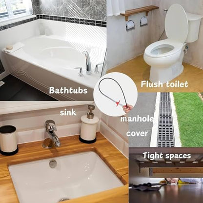 33" Drain Snake, Flexible Grabber Claw for Sink Shower Bathtub, Tight Space Drain Hair Removal Tool - color: 33inch
