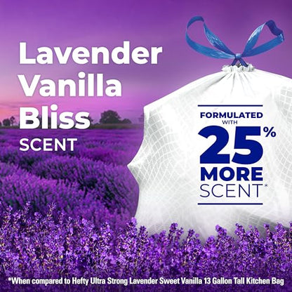 Hefty Ultra Strong Signature Scents 13 Gallon Trash Bags, Lavender Vanilla Bliss Scent, Tall Kitchen Trash Bags with 25% More Scent Technology, White, 80 Count - style: Lavender Vanilla Bliss