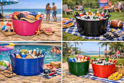 Red Gorilla Medium Flexible Plastic Tub, Toy Storage, Laundry, Gardening & More, 26 Liter/6.8 Gallon, Blue - color: Blue