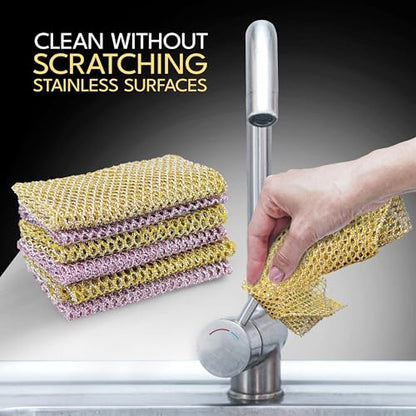 Heavy Duty Dish Scrubbers, Non-Scratch Scouring Pads - Odorless & Long Lasting Mesh Dish Cloth - Replace Sponges - Kitchen, Floor and Bathroom Usage - Made in Korea (2 Pcs) - color: 2pcs Scourer (1pk of 2)