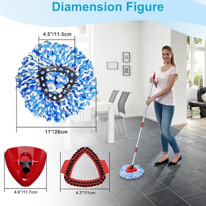 Mop Head Replacement for O Cedar, Spin Mop Replacement Head for O Cedar RinseClean 2 Tank System, Mop Heads Includeds 6 Mop Replacement Heads, 1 Spin Scrub Brush & 1 Base, Blue - color: Blue