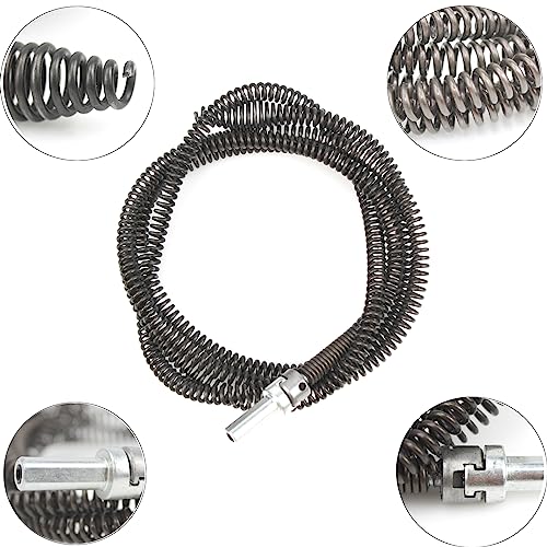 10mm Heavy-Duty Drain Auger Snake Cable with Drill Adapter - 6.5Ft/2M Flexible & Reusable Plumbing Clog Remover for Kitchen, Bathroom, Toilet, Shower Sink & Pipe