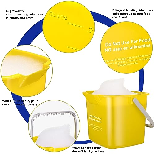 Roshtia 6 Pcs 3 Quart Cleaning Bucket Small Sanitizing Square Bucket Detergent Pail for Home Commercial Restaurant Kitchen Office School (Yellow) - color: Yellow