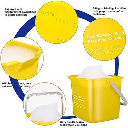 Roshtia 6 Pcs 3 Quart Cleaning Bucket Small Sanitizing Square Bucket Detergent Pail for Home Commercial Restaurant Kitchen Office School (Yellow) - color: Yellow