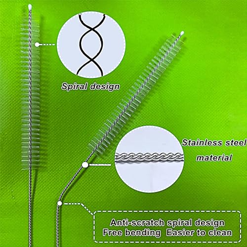 Straw Cleaner Brush Extra Long 12 Inch，Straw Brush Cleaner Stainless Steel Nylon Bristles Cleaner Brush for Cleaning Stanley Tumbler,Straws, Water Bottles, Coffee Makers,Pet Water Fountain 4-Pack