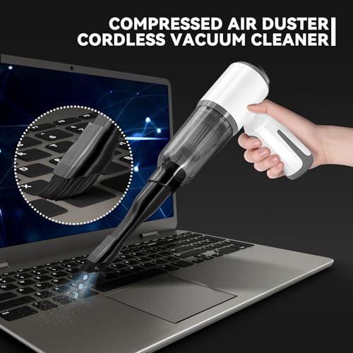 Cordless Handheld Vacuum for Car and Home - 6500Pa Powerful Suction, 3-in-1 Vacuum & Blower for Keyboard Cleaning, Computer Duster
