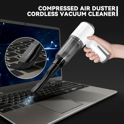 Cordless Handheld Vacuum for Car and Home - 6500Pa Powerful Suction, 3-in-1 Vacuum & Blower for Keyboard Cleaning, Computer Duster