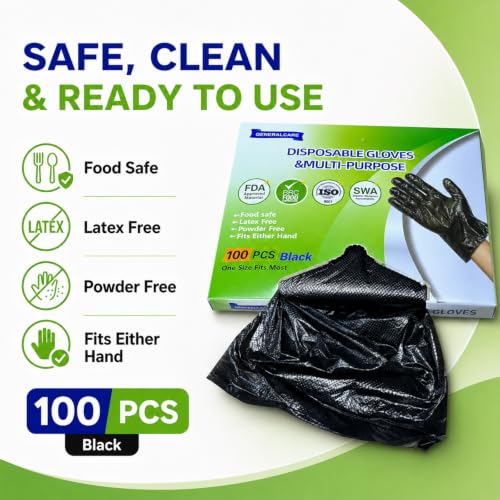 Disposable Plastic Gloves Food Handling Service Gloves Disposable For Cooking - style: Black100pcs