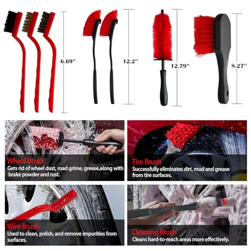 35Pcs Car Detailing Kit, Car Detailing Brush Set, Car Interior Cleaning Kit with Windshield Cleaning Tool and Tool Box, Multi-Functional Vehicle Cleaning Tool for Wheels