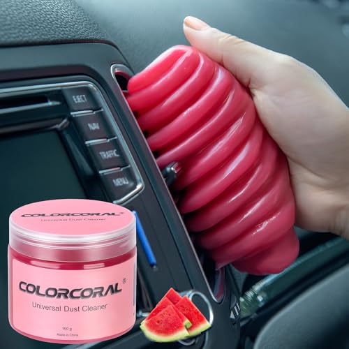 ColorCoral Cleaning Gel for Car Universal Gel Cleaner Auto Detailing Car Vent Keyboard Cleaning Putty Car Interior Cleaner Dashboard Dust Remover Putty Auto Duster Cleaning Kit 160G - Rose Red - color: Rose Red