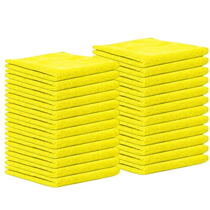 Microfiber Cleaning Cloth for Kitchen & households, Towels for Cars. (300gsm) (Pack of 24 Yellow) - color: Yellow