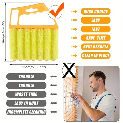 Washable Blind Cleaner Duster Tool, Removable Shutter Cleaner Brush with 7 Slat, Handheld Brush for Air Conditioner Blinds Dust Dirt