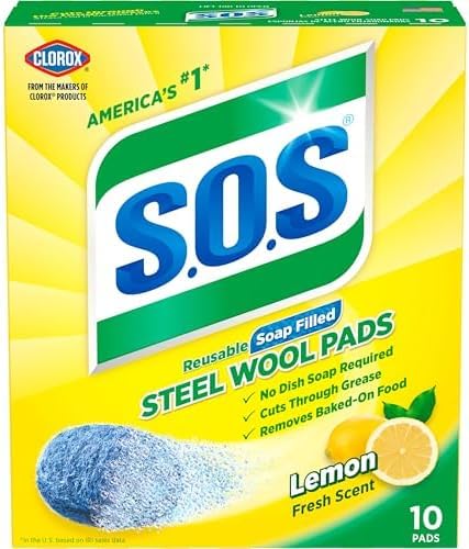 S.O.S Steel Wool Soap Pads | Lemon Fresh | 10 Count, Pack of 6 - size: 10 Count (Pack of 6)