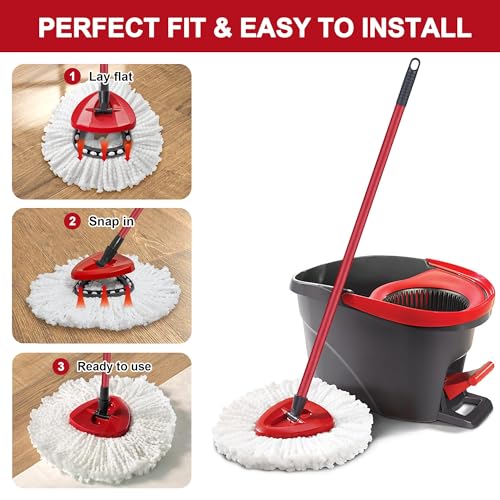 4 Pack Mop Heads Replacements for O-Ceda Easy Wrin Spin System, Microfiber Refills, Easy Cleaning Mop Repalce Head - size: 4 Pack