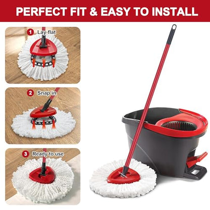 4 Pack Mop Heads Replacements for O-Ceda Easy Wrin Spin System, Microfiber Refills, Easy Cleaning Mop Repalce Head - size: 4 Pack