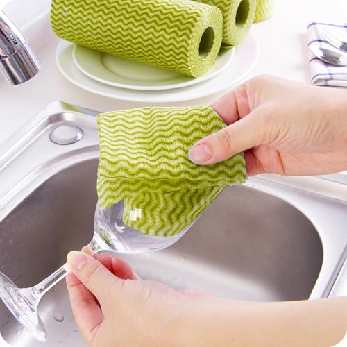 Disposable Dish Cloths Disposable Cleaning Towels, Reusable Wipes Highl Absorbent Quick-Dry Wipes for Kitchen, Bathroom, Household, 50 Sheets - color: Yellow