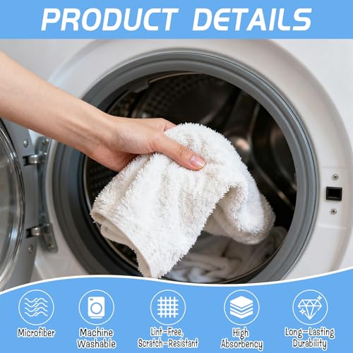 6 Pack Extra Large Microfiber Cleaning Cloths 20"x30", Lint-Free Reusable Towels for Home, Glass, Windows, Office, Kitchen, Bathroom – White - color: White