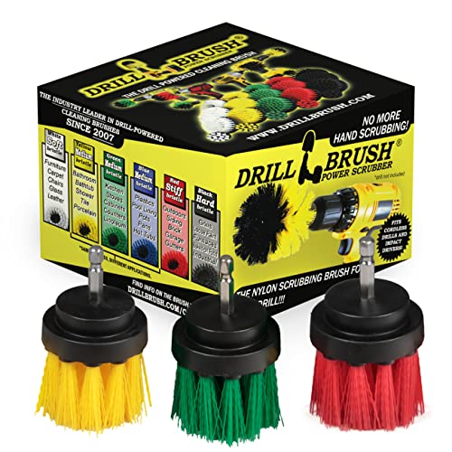 Kitchen Accessories - Drill Brush - Grout Cleaner - 2-inch Diameter Multi-Purpose Spin Brush Kit - Garden Statues - Bird Bath - Granite Cleaner - Bathroom Accessories - Shower Curtain - Baby Bath Tub - color: Green / Red / Yellow