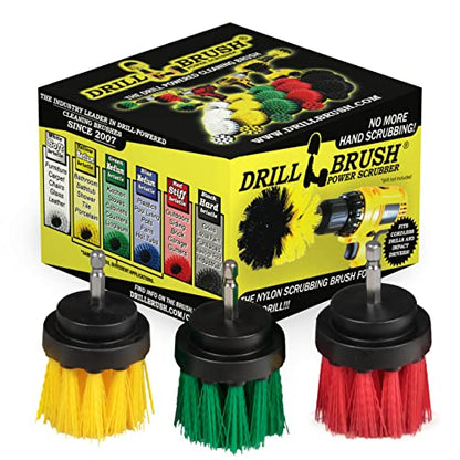 Kitchen Accessories - Drill Brush - Grout Cleaner - 2-inch Diameter Multi-Purpose Spin Brush Kit - Garden Statues - Bird Bath - Granite Cleaner - Bathroom Accessories - Shower Curtain - Baby Bath Tub - color: Green / Red / Yellow